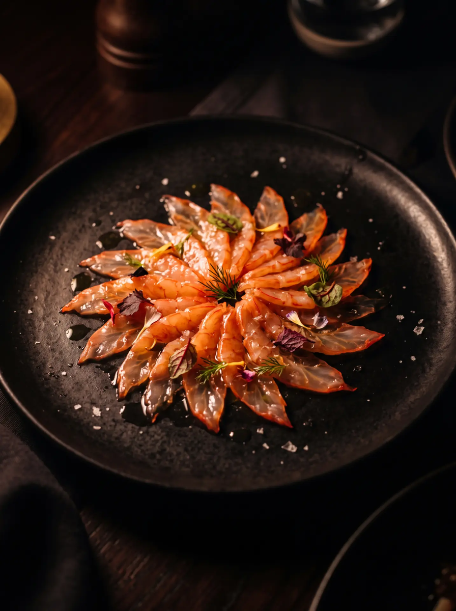 Carpaccio de gamba roja